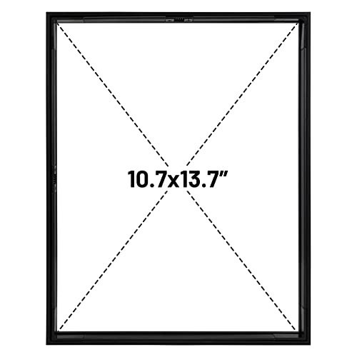 Frametory, Floating Picture Frame 11X14 - Black Metal Photo Frame - Real Glass - For Wall Mount Or Tabletop Displays #TOP5