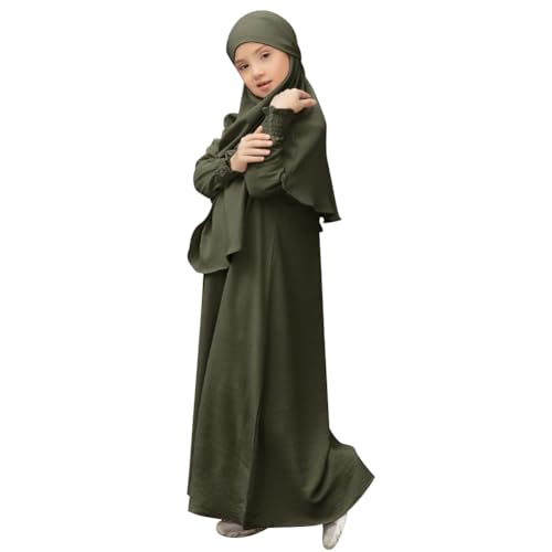 FYMNSI Kids Girls Prayer Dress Muslim Long Sleeve Abaya Dress Hijab 2PCS Islamic Kaftan Thobe Modest Abayas Dubai Clothes2