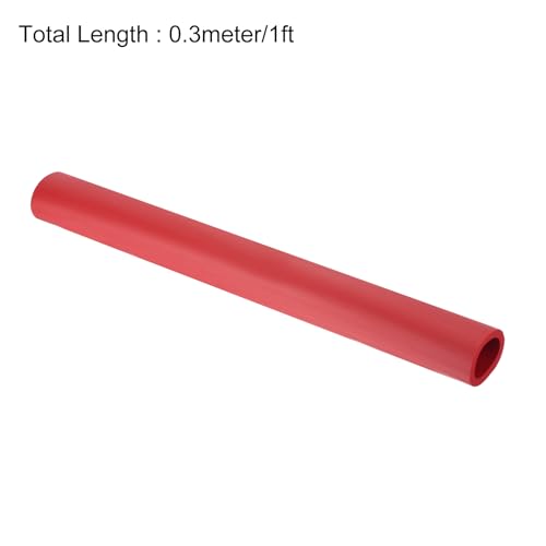 Image of uxcell Foam Tubing for Handle Grip Support,25mm(1 inch) ID 35mm(1 3 /8 inch) OD 0.3 Meter /1ft Length Red