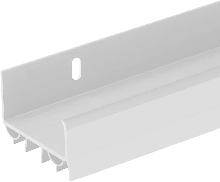 PVC Slide-On Door Bottom | Adjustable Plastic Weatherstrip Door Bottom with Drip Cap | 3 Feet (36-Inch) | for 1 3/4” Doors | White | Fits Gaps 3/8” to 7/8” | Made in The USA