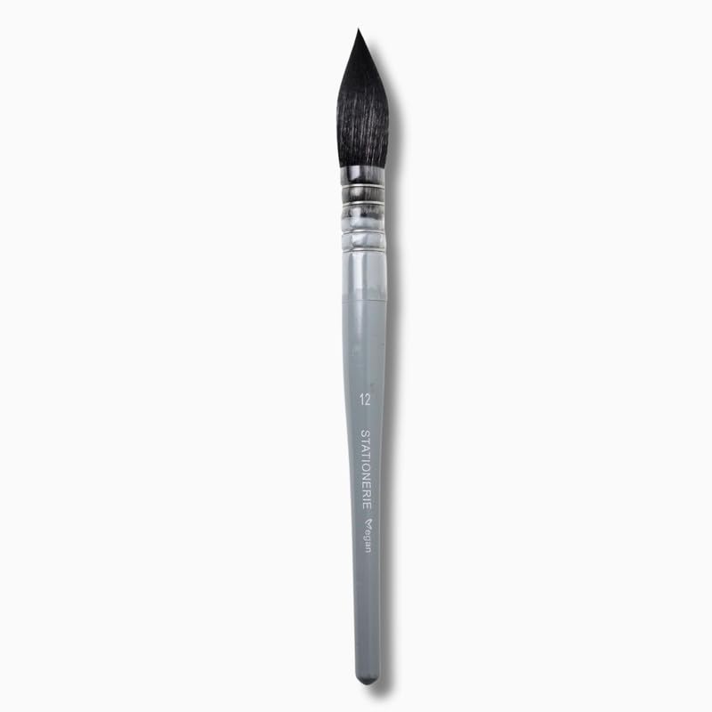 Image of Stationerie Mop Brush for Painting, Synthetic Squirrel Hair Paint Brushes for Artists, Adults, & Hobbists, Pointed Round Mop Brush for Watercolor,Acrylic,Gouache,Size-12