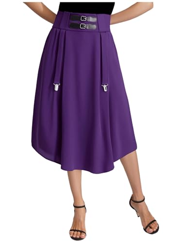 Vxuxlje Women's Medieval Renaissance High Waist Skirt Adjustable Waist A-line Skirt with Clips2