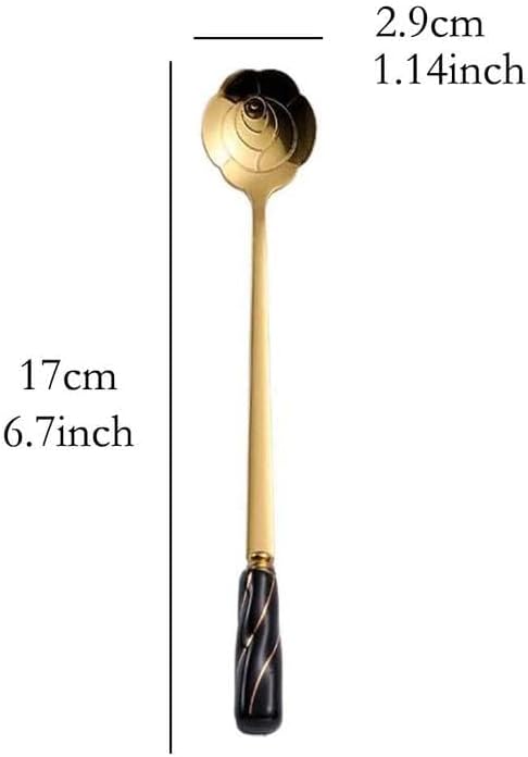 Miniatura 4 de Cucharas mezcladoras de cóctel de acero inoxidable, cuchara de café para postre de té helado, color oro negro, juego de 6 unidades MBBITL con mango