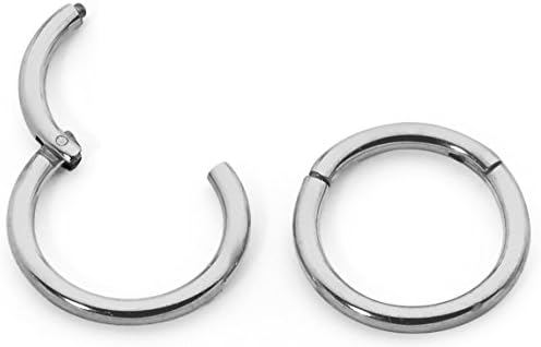 1 Pair Titanium 23/64" (9mm) 16G Hinged Continuous Segment Ring Hoop Sleeper Earrings Body Piercing (Silver)
