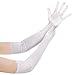 Wobe Long Opera Party 20s Satin Gloves Stretchy Adult Size 20.7" Elbow Length 1920s Opera Satin Long Gloves Classic Sun Protection Gloves Wedding Bride Etiquette Gloves for Women Girls White