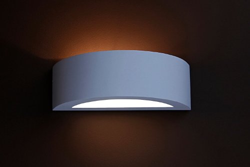 Preisvergleich Produktbild Wandleuchte Gips Lampe Wandlampe Gipslampe 25cm Breit mit Glasabdeckung