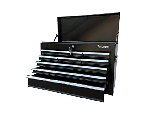 Workington Portable Metal Tool Chest With 9 Drawers, 24" 9-Drawer Tool Chest Cabinet With Ball Bearing Drawer Slides, Steel Tool Storage Box Organizer 4006 Black #TOP1
