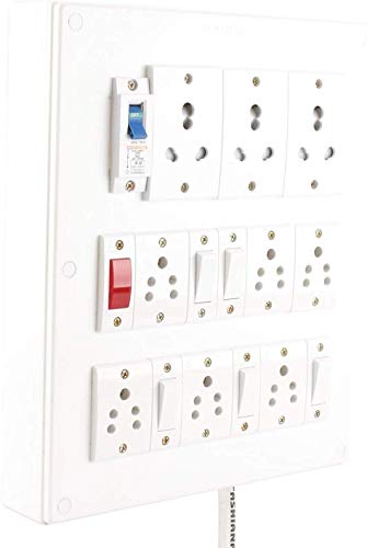 Image of Heavy Duty PVC Extension Board (5 Switches,9 Sockets,1 Indicator,1 MCB Tripper) (4 Metres)