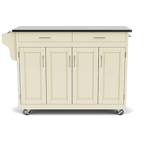 Create-A-Cart White 4 Door Cabinet Kitchen Cart With Stainless Steel Top By Home Styles #TOP1