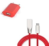 Non applicable Pack Chargeur Type C pour HTC Desire 21 Pro (Cable Fast Charge + Prise Secteur Couleur USB) Android (Rouge)