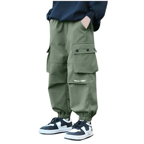 Baggy Sweatpants for Boys Loose Fit Elastic Waist Harem Cargo Pants Streetwear with Pockets Outdoor Hiking Sweatpants