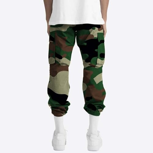 Mens Cargo Pants Casual Outdoor Camouflage Hunting Combat Work Pants Elastic Waist Climbing Tactical Tapered Trousers3