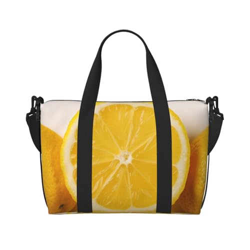 Travel Duffel Bag for Women, Large Shoulder Weekender Overnight Bag, Sport Gym Bag for Men, Carry On Tote Bags, Summer Lemon Luggage Bag for Travel Essentials