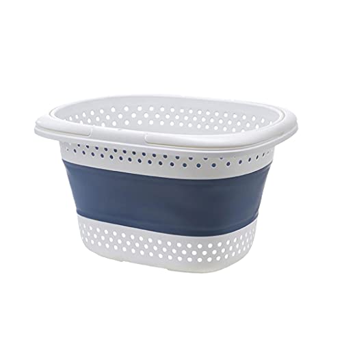 Panier à linge pliable en plastique bleu pour optimiser le rangement de la maison