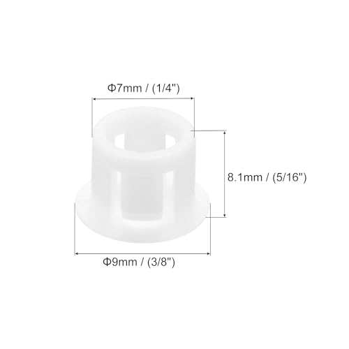 Image of MECCANIXITY 64PCS 7mm(9 /32 inch) White Plastic Hole Plugs, Flush Type Panel Hole Plugs Insert End Caps for Locking Hole Tubes Furniture Cabinet