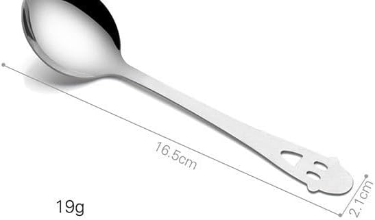 Silverware Flatware Set, 4/16/24/32 Pieces Smiling Face Stainless Steel Spoons Household Long-handled Coffee Stirring Spoon Cake Dessert Spoon Eating Round Spoon (Color : Silver, Size : 6
