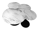 Leisure Space 4-pcs Round Metal Coffee Table Set with Marble Finish Table Top and Black Powder...