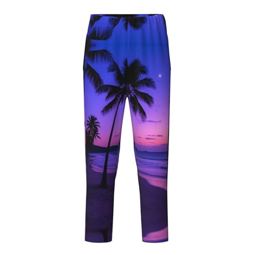Pajama Pants Pajama Bottoms with Elastic Waistband Sleepwear Lounge PantsSea Beach Coconut Tree Sunset