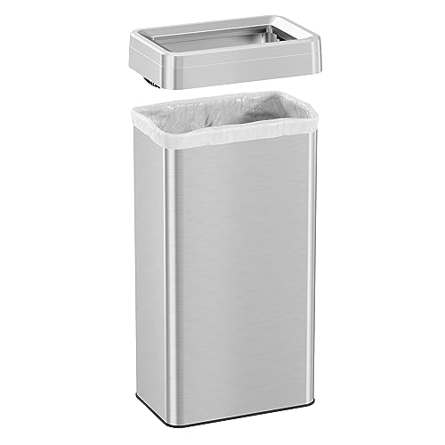 Image of iTouchless 21 Gallon Rectangular Open Top Trash Cans with AbsorbX Odor Filter, Stainless Steel