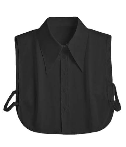 Putaowor Bluse mit falschem Kragen, Abnehmbarer Dickey-Kragen halbe Hemden falsche Krageneinsätze für Frauen und Mädchen, Großer Kragen, Schwarz, L Putaowor Bluse mit falschem Kragen, Abnehmbarer Dickey-Kragen halbe Hemden falsche Krageneinsätze für Frauen und Mädchen, Großer Kragen, Schwarz, L