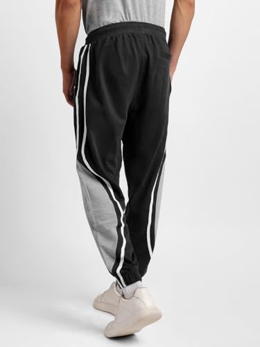 Image of Nobero Men's Jackson Oversized Joggers | Cotton Blend Regular Fit Track Pants for Men | Elastic Waist with Drawstring | Comfortable Casual, Travel & Lounge Wear Bottoms with Side Pockets