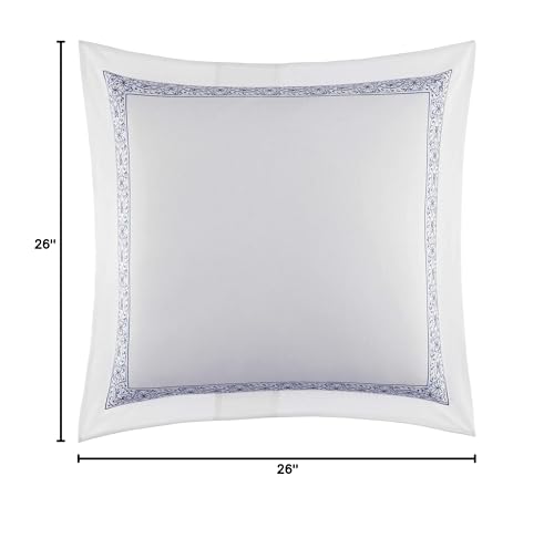 Image of Laura Ashley - Euro Sham, 100% Smooth Cotton with Envelope Closure, Throw Pillow Cover for Bed or Couch, Oeko-Tex Certified (Charlotte Blue, 26 inch x 26 inch)
