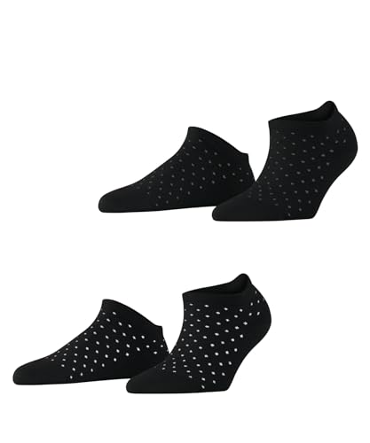 ESPRIT Damen Sneakersocken Fine Dot Multipack W Sn Baumwolle kurz gemustert 2 Paar, Schwarz Black 3000, 39-42 ESPRIT Damen Sneakersocken Fine Dot Multipack W Sn Baumwolle kurz gemustert 2 Paar, Schwarz Black 3000, 39-42
