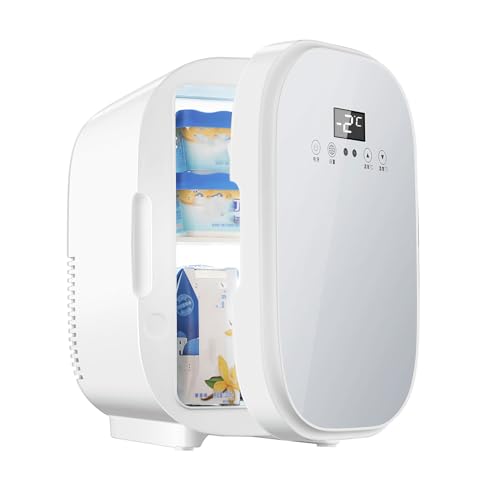 UNYQBFKM Mini Fridge for Bedroom, 6L Skincare Fridge Portable Cooler & Warmer with 110V/220V AC/12V DC Compact Small Refrigerator for Skin Care Cosmetic Beverages Drinks, Office, Car