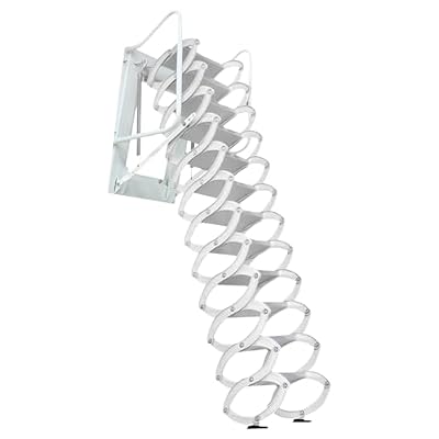 12 Steps Wall Mounted Folding Stairs, Attic Steps Pull Down Attic Stairs Retractable Attic Ladder Al-Mg Alloy Loft Ladder Stairs 3m Height Attic Steps with Armrests (Capacity 882lb)