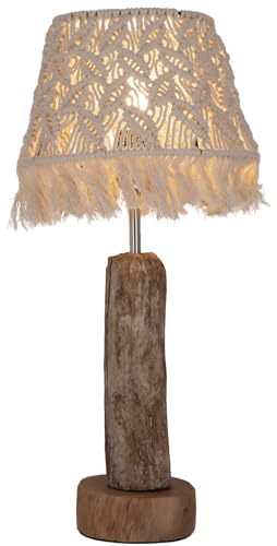GURU SHOP Tischleuchte/Tischlampe, Treibholz, Makramee, in Bali Handgemacht aus Naturmaterial - Modell Malibu, 55x26x26 cm