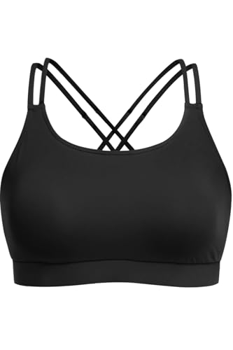 Women Sports Bra Bikini Top - Scoop Neck Criss Cross Back Swim Top Spaghetti Straps Bathing Suit Top Only 2025
