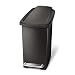 simplehuman 10 Liter / 2.6 Gallon Compact Slim Bathroom or Office Step Trash Can, Black Plastic