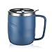 ZDZDZ 450ML tasse à café isolée en acier inoxydable étanche avec poignée et couvercle - Vide isolé thermos tasse de café de voyage pour les boissons chaudes / froides (400ML Bleu)