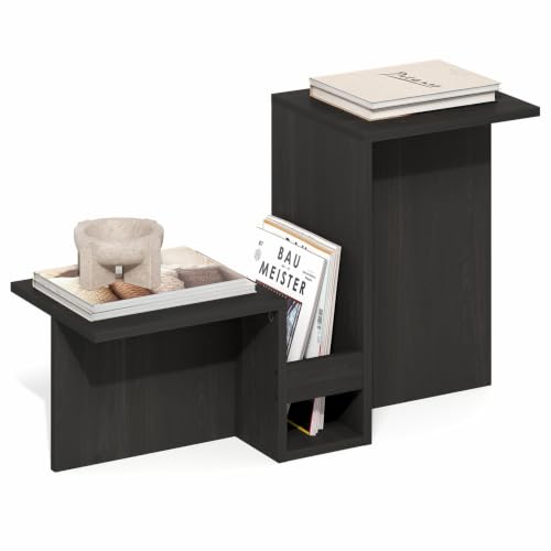 Furinno BOYATE Valley-Shaped Side Table with Open Shelf, Espresso - image 1