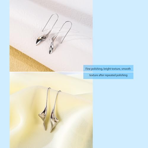 14K Gold Hoop Earrings for Women, Hypoallergenic Spiral Threader Gold Plated Dangle Earrings Fashion Jewelry,Gift for Women4