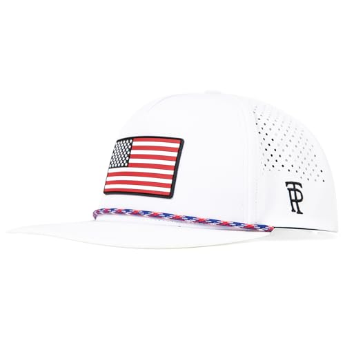 TOP-EX Golf Hats for Men Baseball Caps Snapback Flat Bills Rope Colorful American Flag Waterproof Fitted Adjustable Big Head White Muiti X-Large XX-Large XL XXL