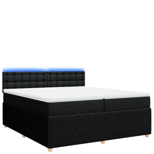 Genérico Wenjingqi Cama Box Spring con colchón Tela Negro 200x200 cm, Negro 3289879