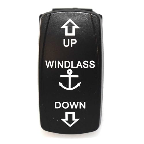 Carling Boat Windlass Rocker Switch | On/Off/On Black Plastic 7 Spade