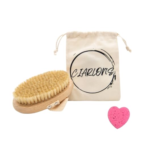 CIARLON’S Spazzola Corpo a Secco Setole Naturali | Spazzola Anticellulite Esfoliante Corpo ad Effetto Scrub Corpo e Anti-Cellulite | Regalo per lei , Regalo per lui