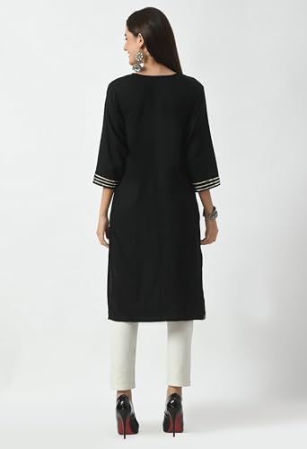 Image of LIBOZA Kurta for Women - Embroidered Ladies Kurti, Stylish Girls Top, Ethnic Full Kurtas, Straight Design Kurtis for Woman
