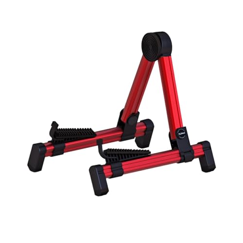 Guangcailun Supporto monoruota Elettrico Pieghevole Flessibile e Ampio per Musicisti Supporto Pieghevole Universale per Chitarre elettriche acustiche, Rosso