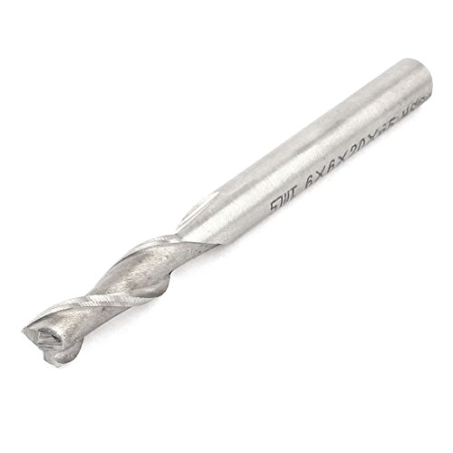 Aexit 65mmx20xx6mmx6mm HSS End Mills Straight Shank 2 Flutes Spiral End Mill Cutter Square Nose End Mills Cutting Tool