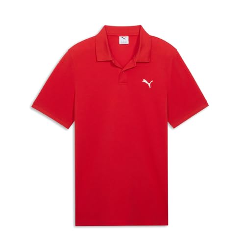 Image of PUMA Mens Essentials Small Logo Pique Short Sleeve Shirt Casual Casual - Red - Size L