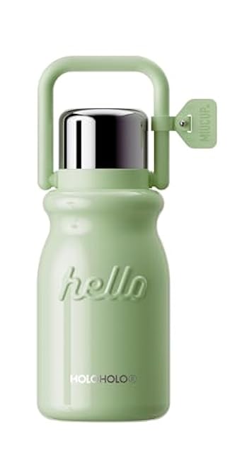 Water Bottle with Straw Insulated Stainless Steel Tumbler with Handle Leak-Proof Travel Bottle for School, Home, Work, Gifts for Students (Green-30oz)
