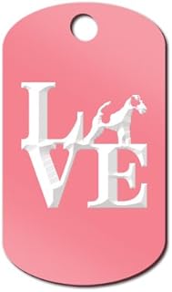 Mister Petlife Love Fox Terrier Engraved Keychain/GI Tag Park Smooth Wire Pink