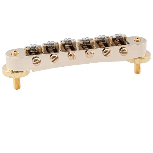 Musiclily Pro 10.4mm Roller Saddle ABR Tune-O-Matic Bridge with M4 Post for Les Paul Style Electric Guitar Gold