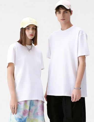 Image of Ogfao Mens Oversized T-Shirts Heavyweight Unisex Cotton T Shirts Baggy Loose Fit Basic Tees Plain Tshirts