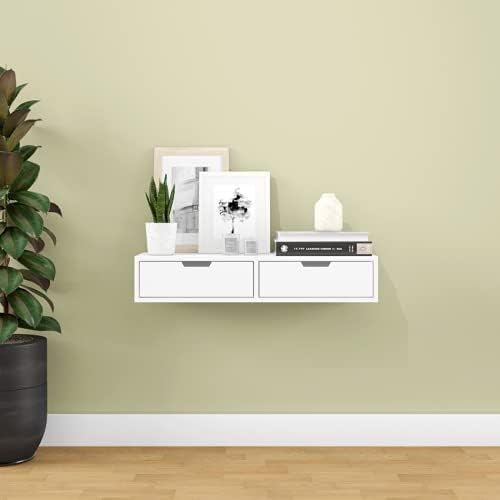 Dion Woods-2 Tier Wall Shelf with Drawers | Decor Rack Shelf for Living ...
