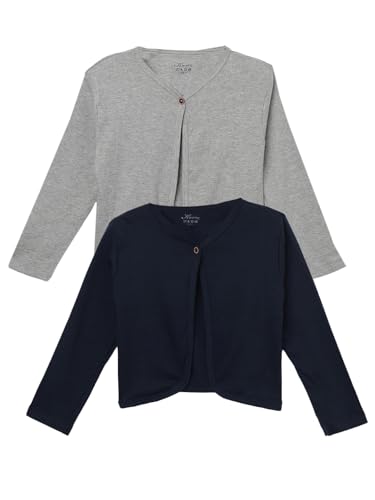 Image of KRYPTIC Kids Girls Regular Length Cotton Shrug - Pack of 2 Soft, Lightweight Open-Front Layers for Stylish Everyday Wear and Casual Outfits.