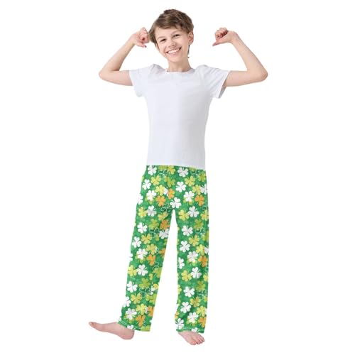 ZZKKO Cute Shamrocks Boys Pants for Kids Jogger Pants with Pockets S-XL2